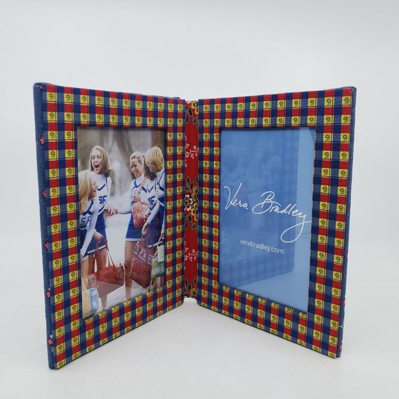 Vera Bradley Emily Quilted Double Picture Frame for Display Decor Floral 4x6 - Picture 1 of 8